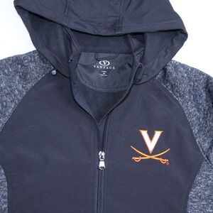 Vantage Womens UVA Cavaliers Full Zip Hoodie Black Heathered Gray Small